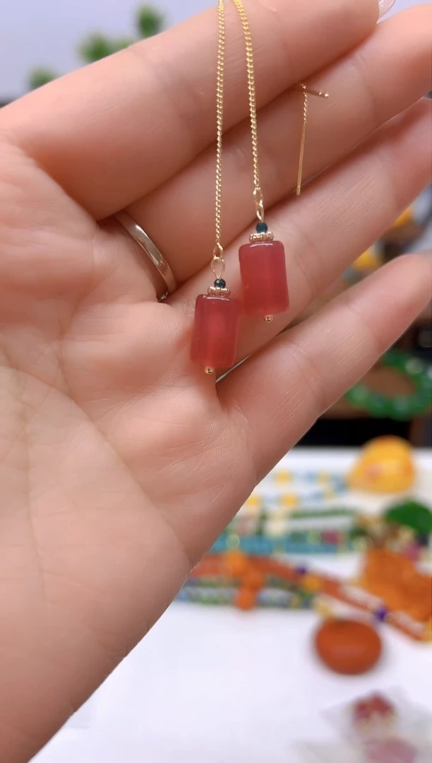 【闪购商品】碧玺耳饰14K金镶嵌耳饰E708