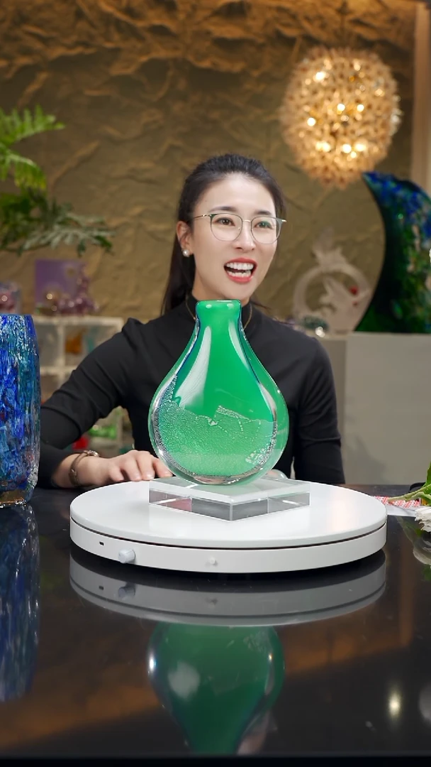 琴*琉璃银箔系列绿色花瓶
