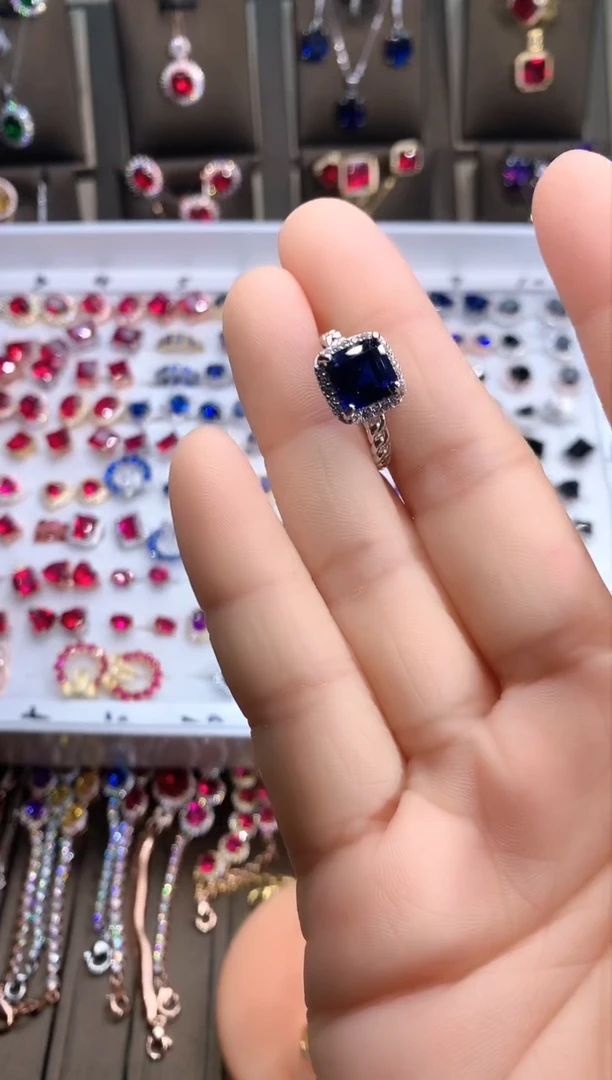 【闪购商品】蓝宝石戒指银S925镶嵌银色8