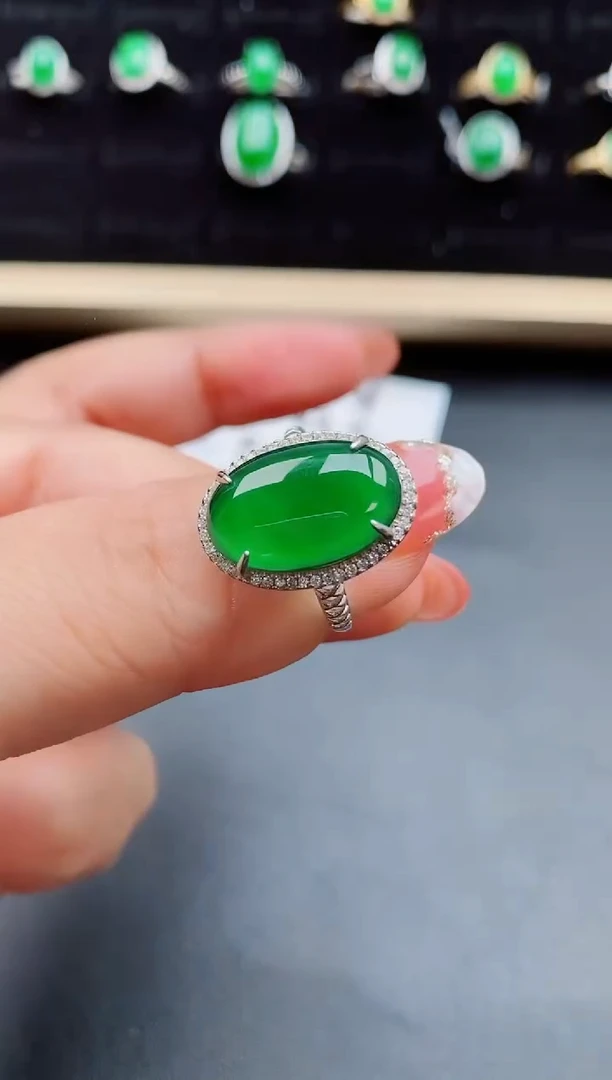 【闪购商品】翡翠戒指银S925镶嵌80800