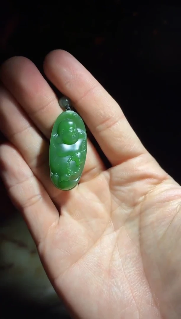 吊坠(不含链)未镶嵌和田玉碧玉佛公