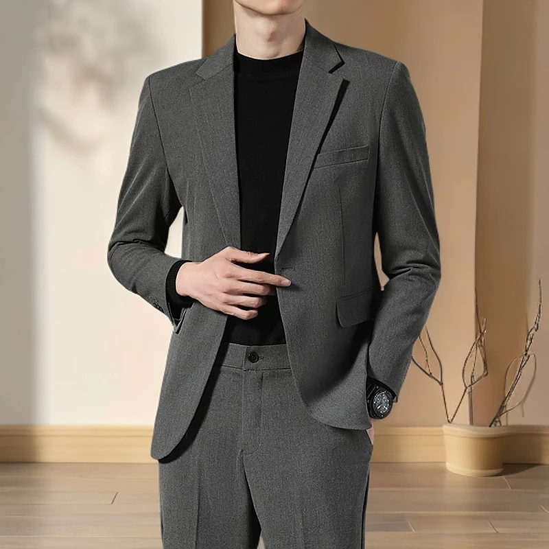 罗蒙男装西服套装修免烫商务职业正装结婚上衣身痞帅小西装外套