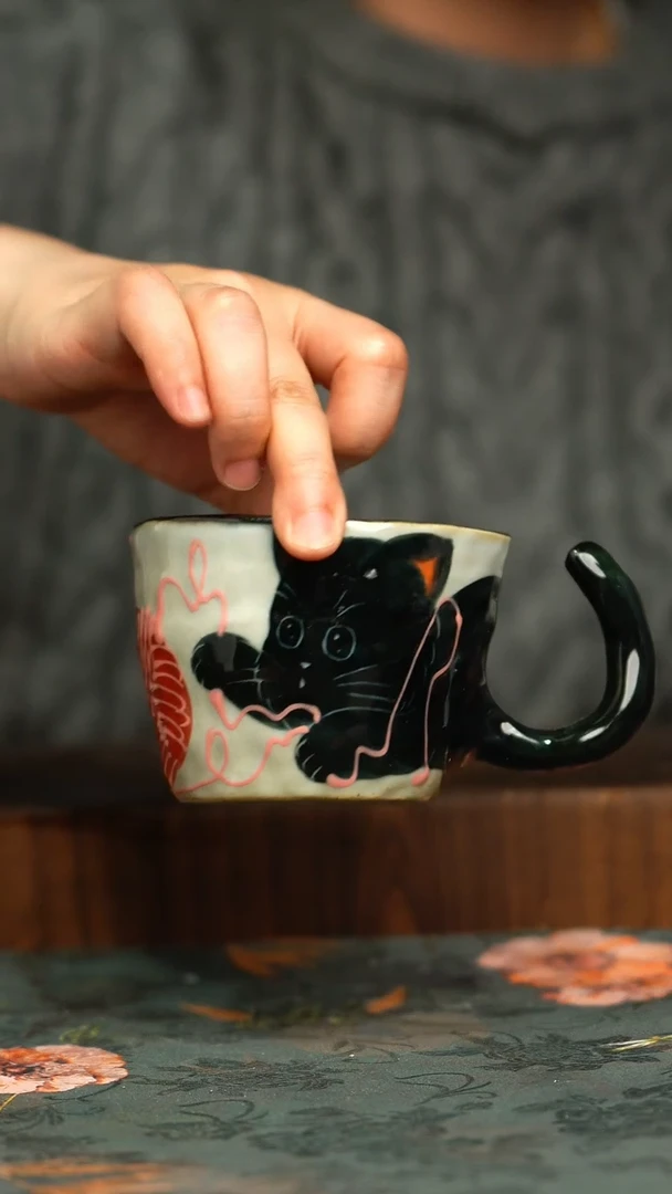 杯釉下彩手工手绘同款陶器
