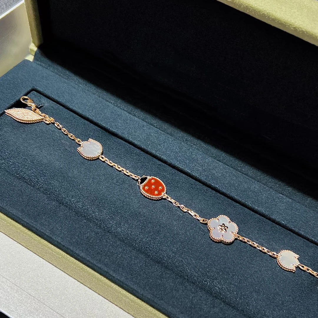 18k玫瑰金瓢虫手链 可爱个性时尚款