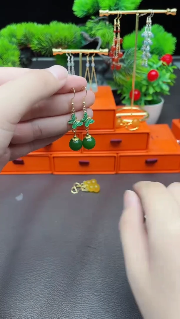 玛瑙/玉髓耳饰银S925镶嵌436000