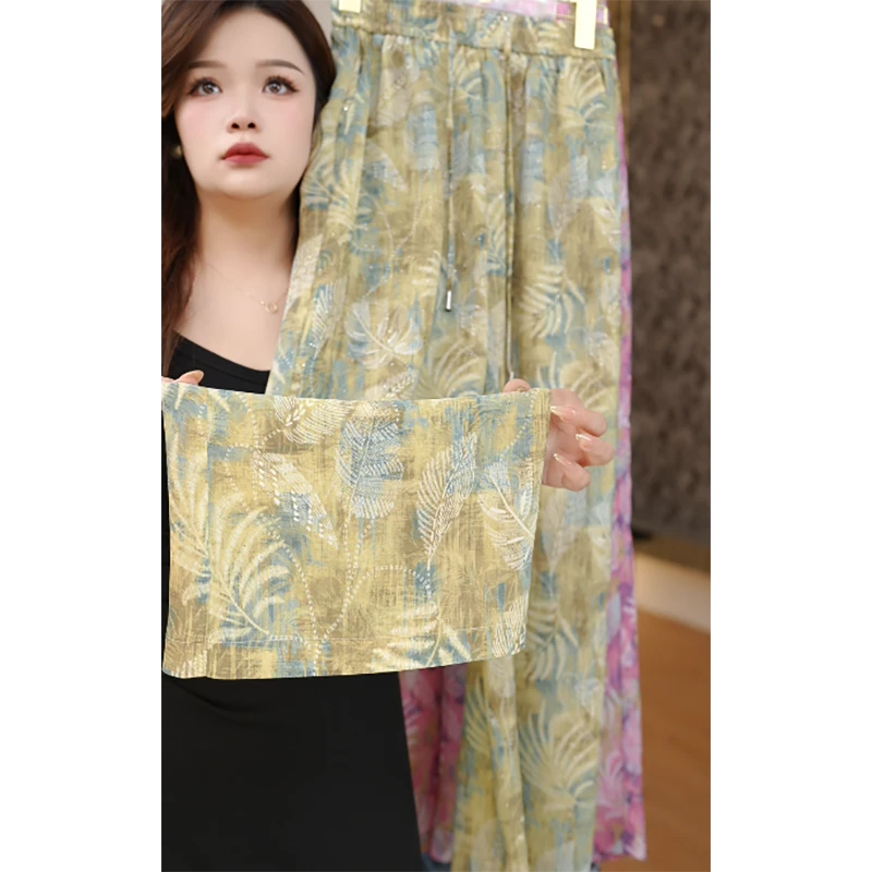 2025夏新款度假风休闲百搭轻薄舒适宽松显瘦高腰直筒裤