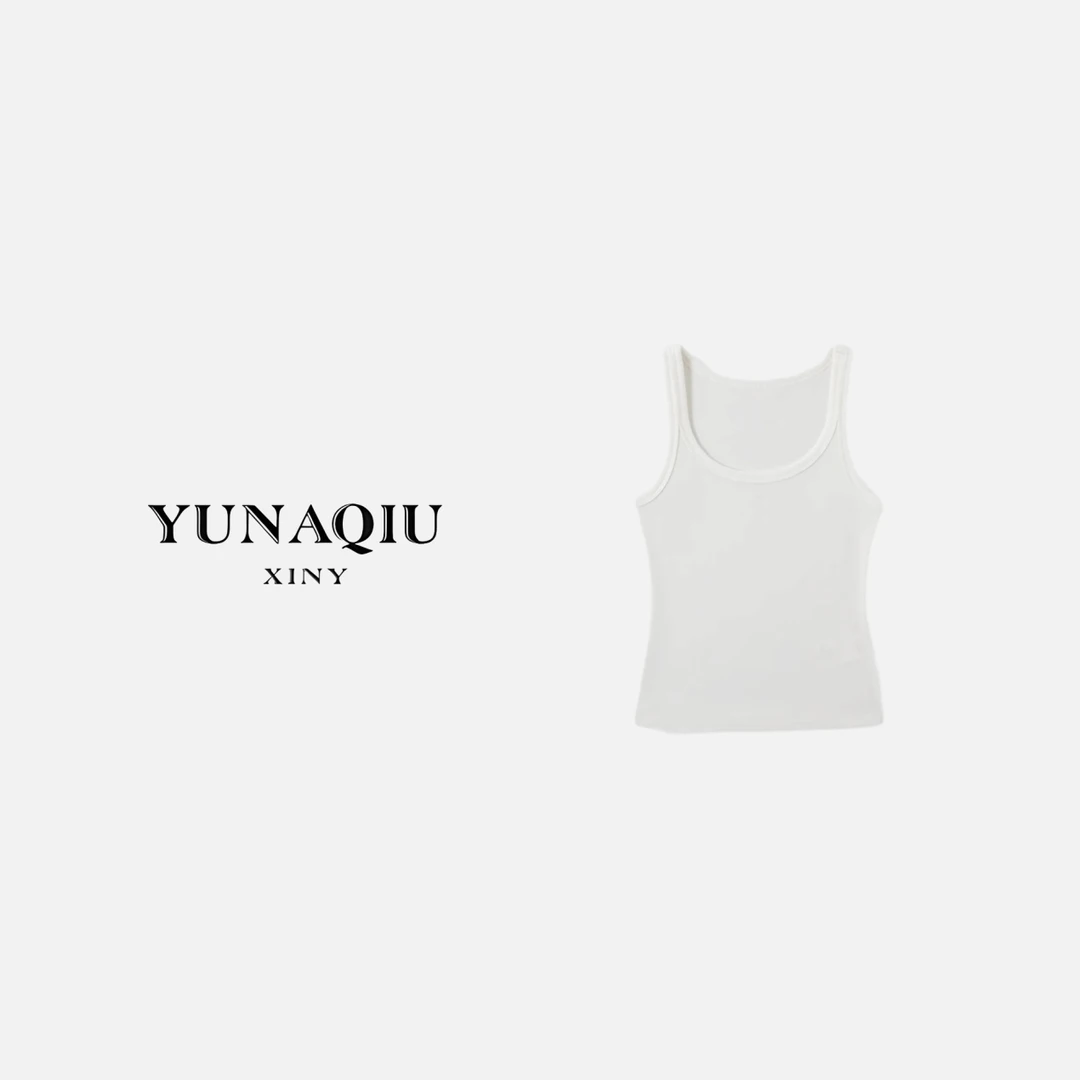 YUNAQIU 通勤运动白色时尚休闲打底女士纯色背心-9373