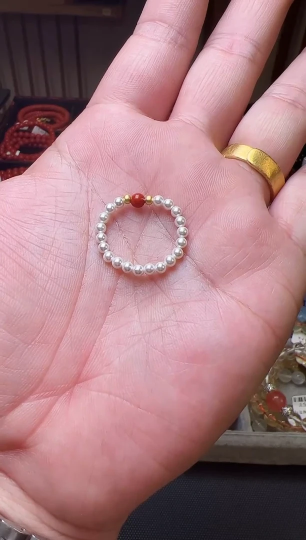 未镶嵌南红玛瑙戒圈小米珠戒圈