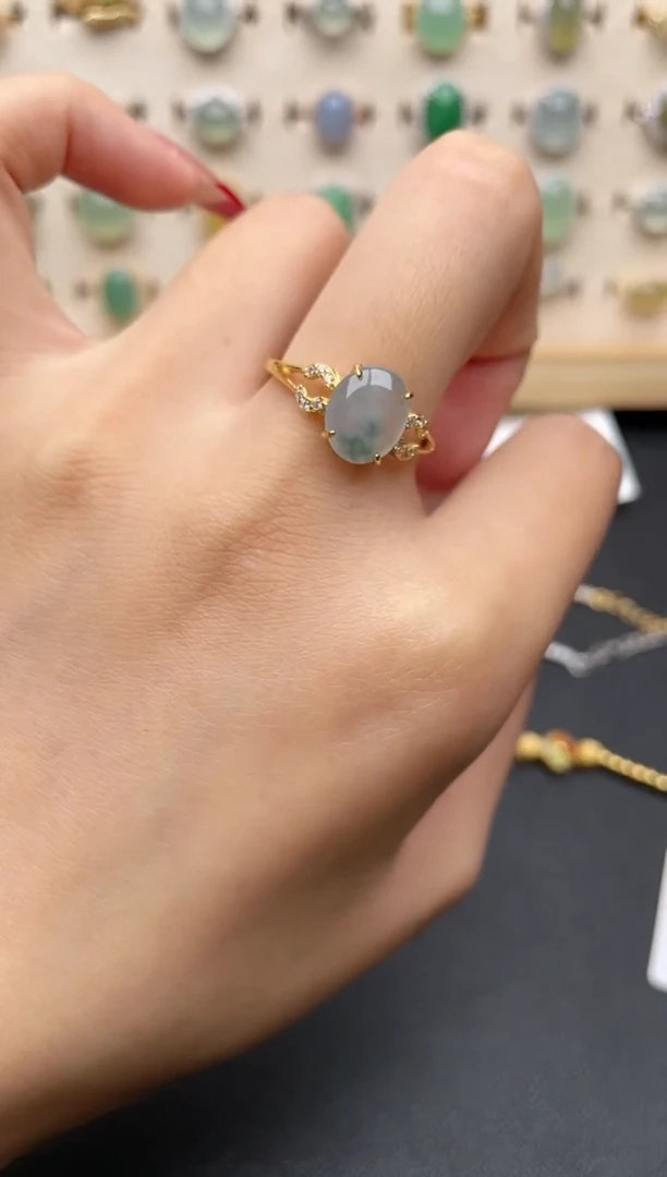 【闪购商品】翡翠戒指银S925镶嵌一物一证一礼盒