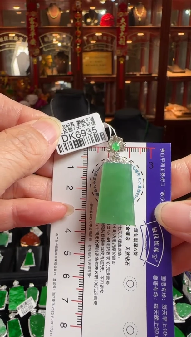 颈饰未镶嵌翡翠DK6935冰绿无事牌