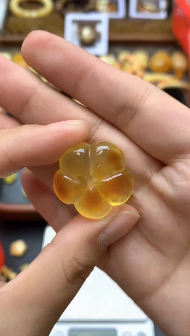 【闪购商品】琥珀珠宝奇石未镶嵌009琥珀蜜蜡花粉有纹小坑介意勿拍