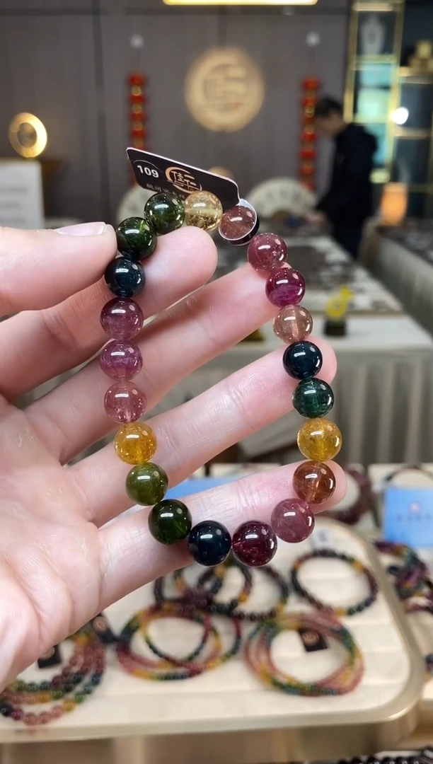 未镶嵌老矿碧玺彩虹单圈手串9mm+碧玺多样性发货一条xion