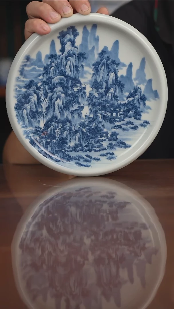 景琳藏青花北派山水