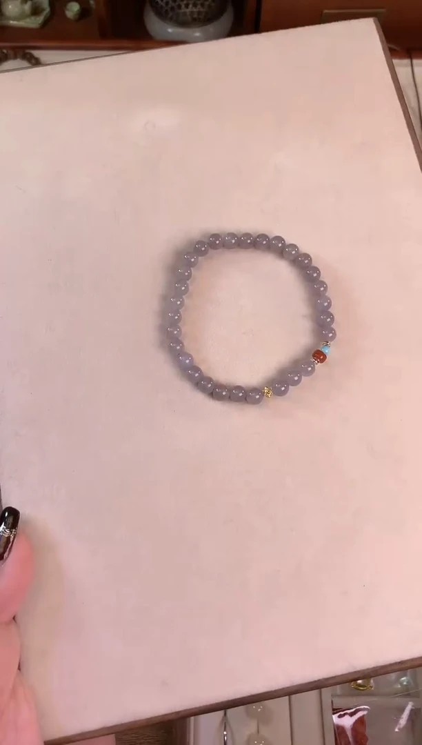 【闪购商品】和田玉手链未镶嵌6mm烟紫和田玉单圈