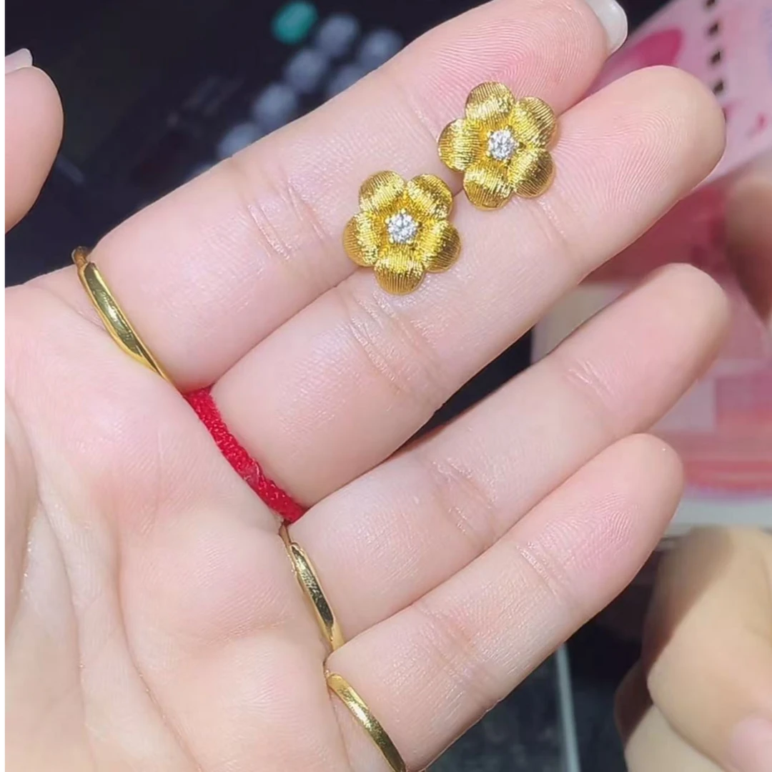 D312【私人定制】时尚百搭豪镶花花耳饰