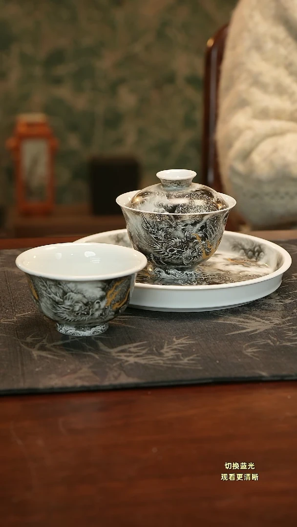 手绘新品墨龙三件套组