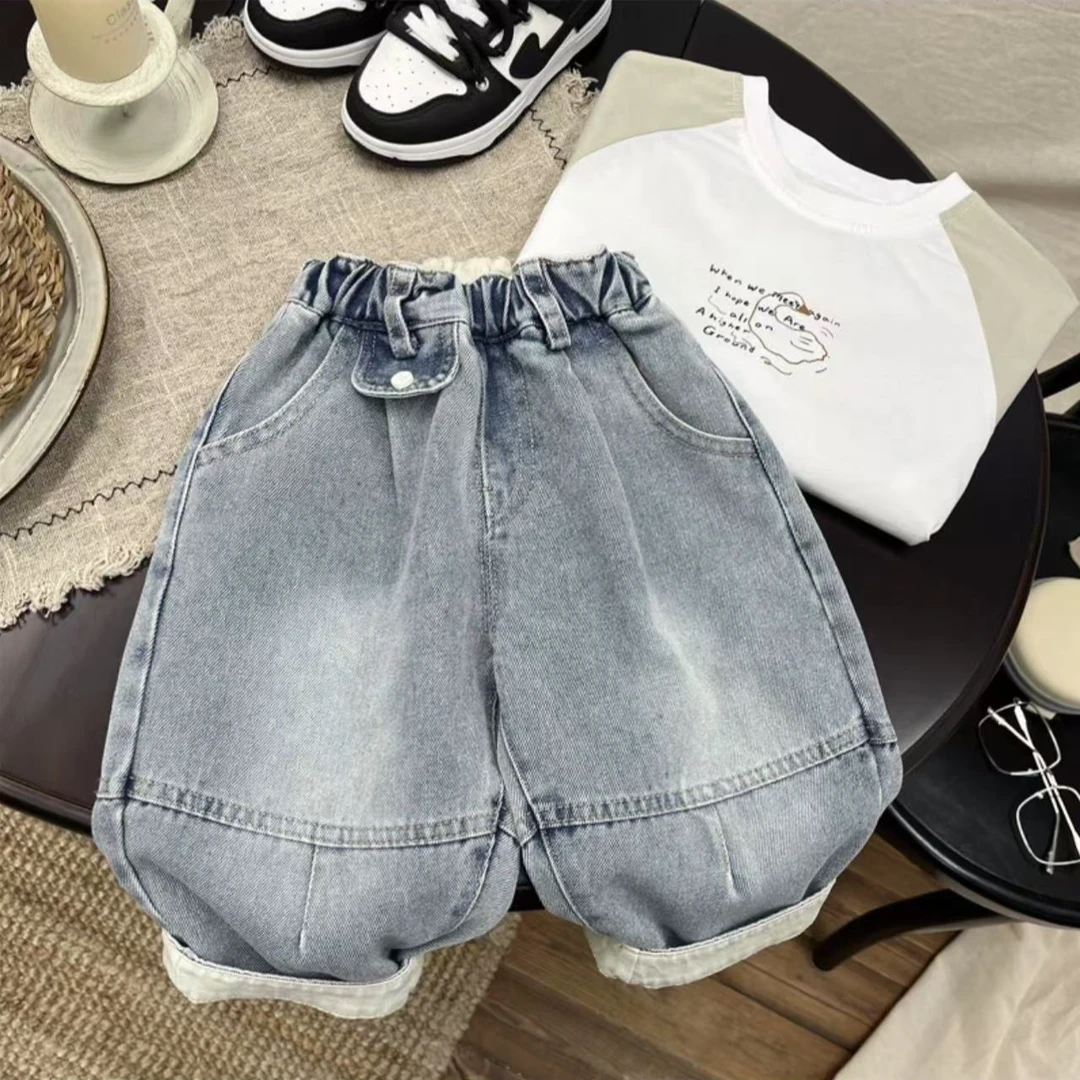 儿童春季休闲裤男童直筒软牛仔裤小童韩版薄款长裤宝宝春装裤子潮