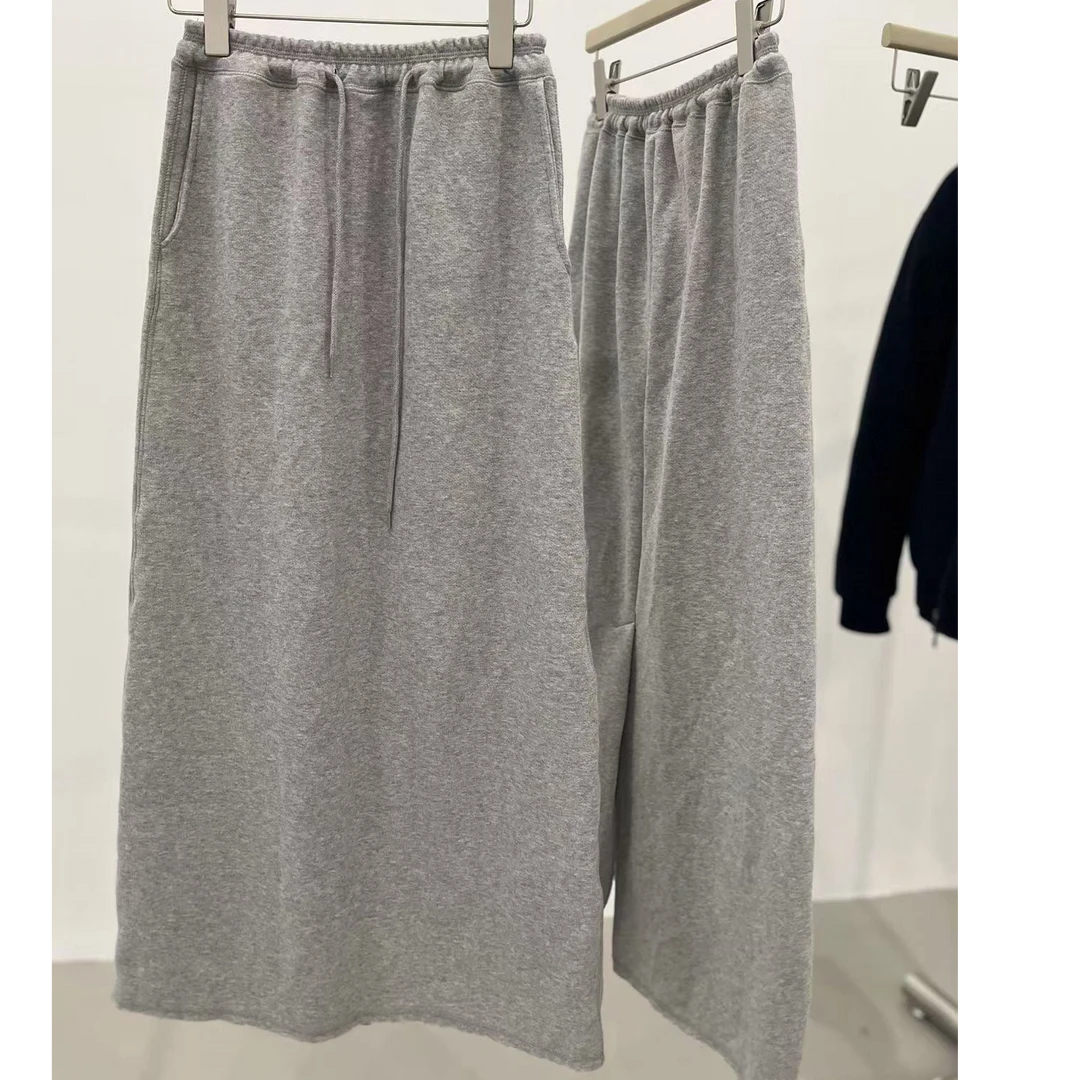 东大门春季纯色毛边松紧半身裙