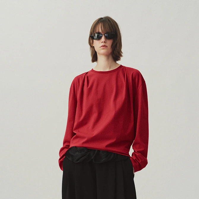 YOEYYOU 设计师品牌26春夏纯色打褶长袖T恤 SOLSOL买手店