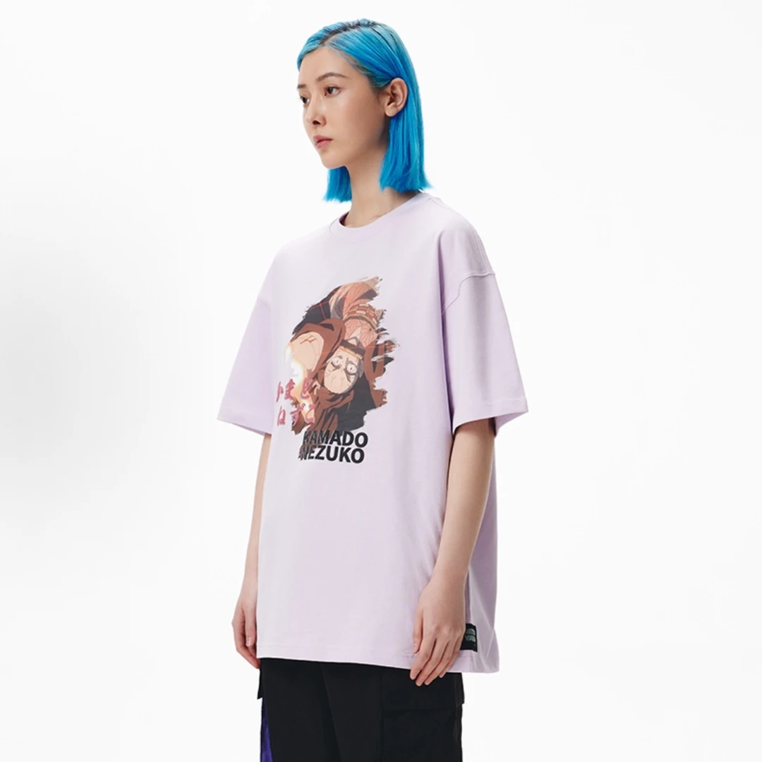 直播李宁LNG高端系列鬼灭之刃联名印绣提花短袖T恤女款FABB002