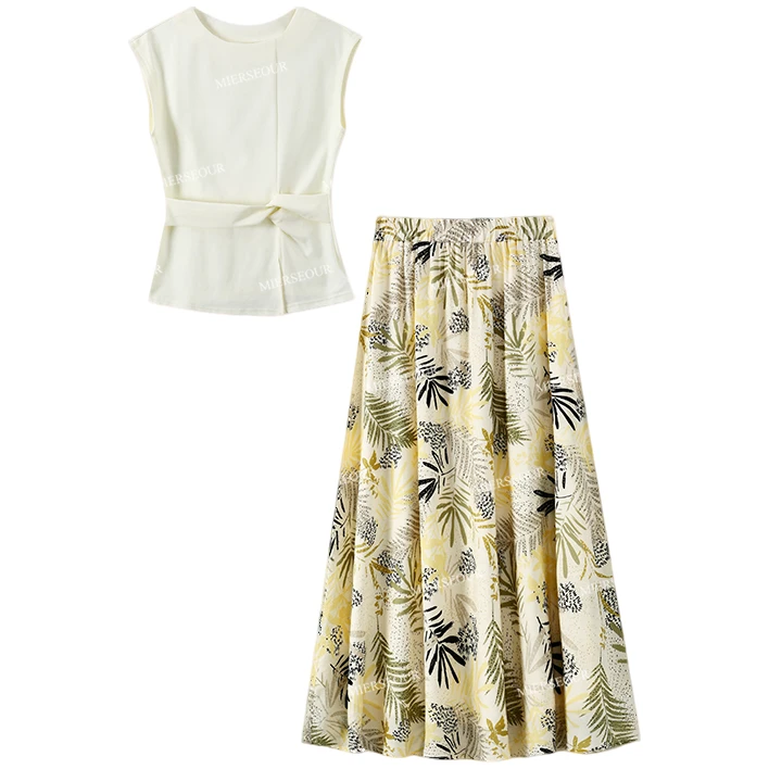 【封后轻奢设计】【夏日暮野】显白上衣风情印花半身裙两件套装5950