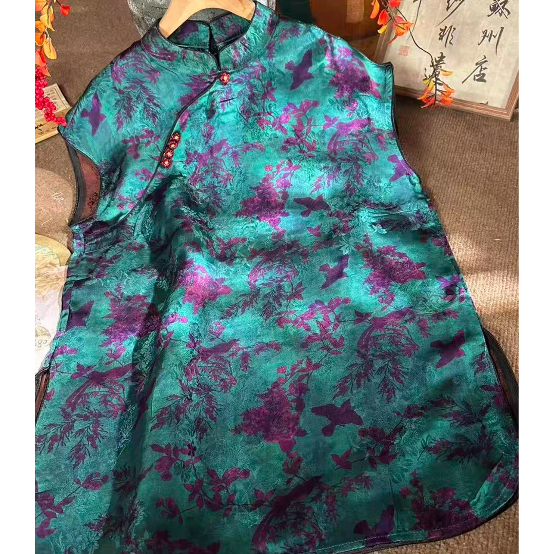 美学设计香云纱35姆米新中式飞袖奥黛女夏季上衣005