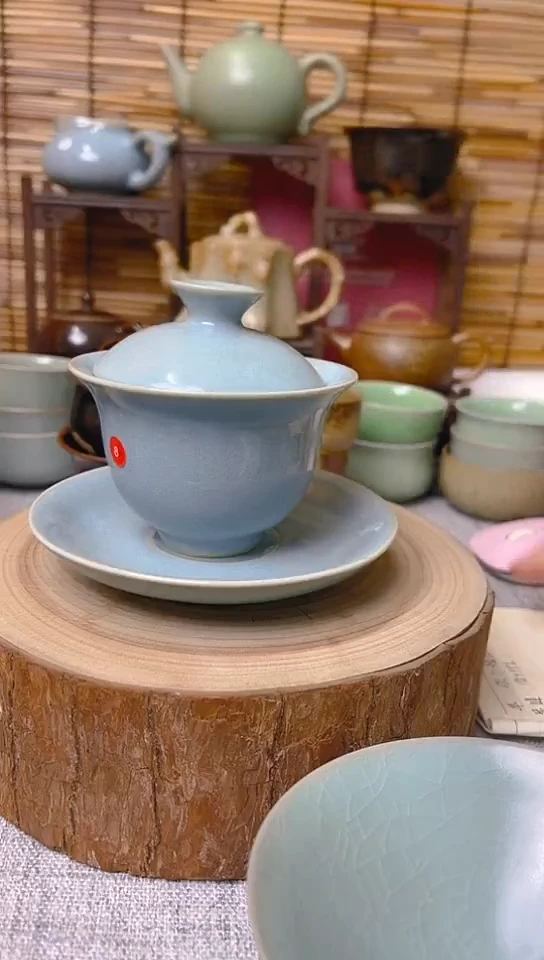 【闪购商品】瓷片原生态原矿天蓝盖碗