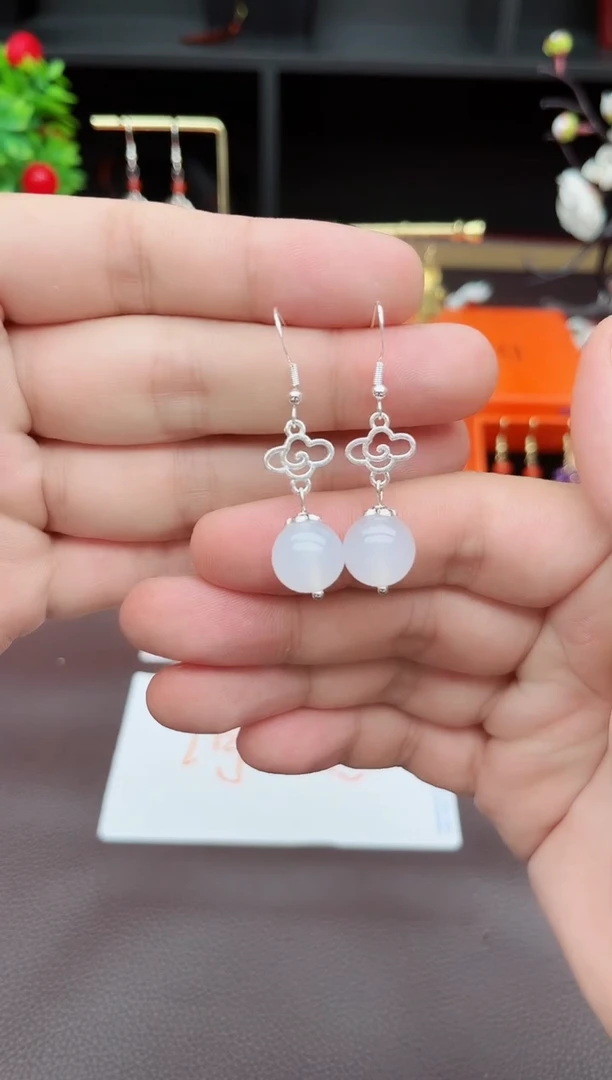 玛瑙/玉髓耳饰银S925镶嵌101000