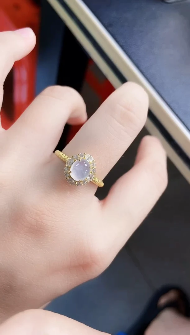 翡翠戒指银S925镶嵌123849