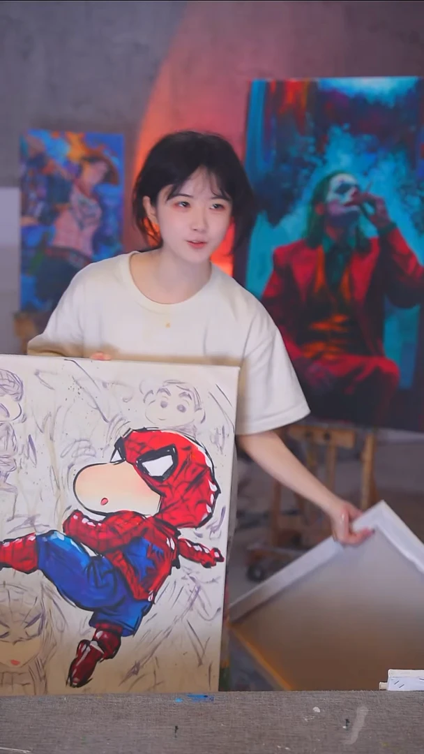 油画L****)涂鸦风背景拉布布丙烯画纯手绘