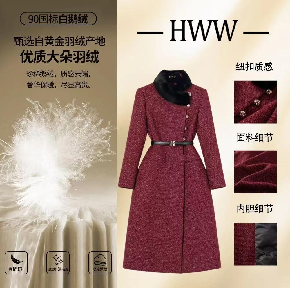 90白鹅绒(袖子也加绒)时尚气质收腰鹅绒服DHZFF408185