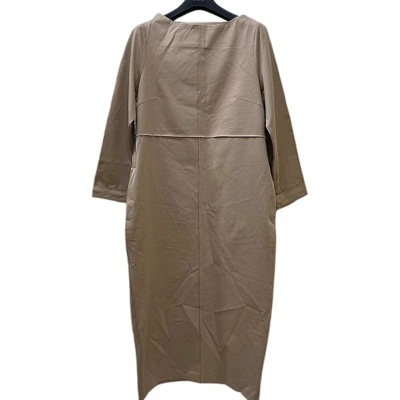 147圆领纯色中长裙套头连衣裙