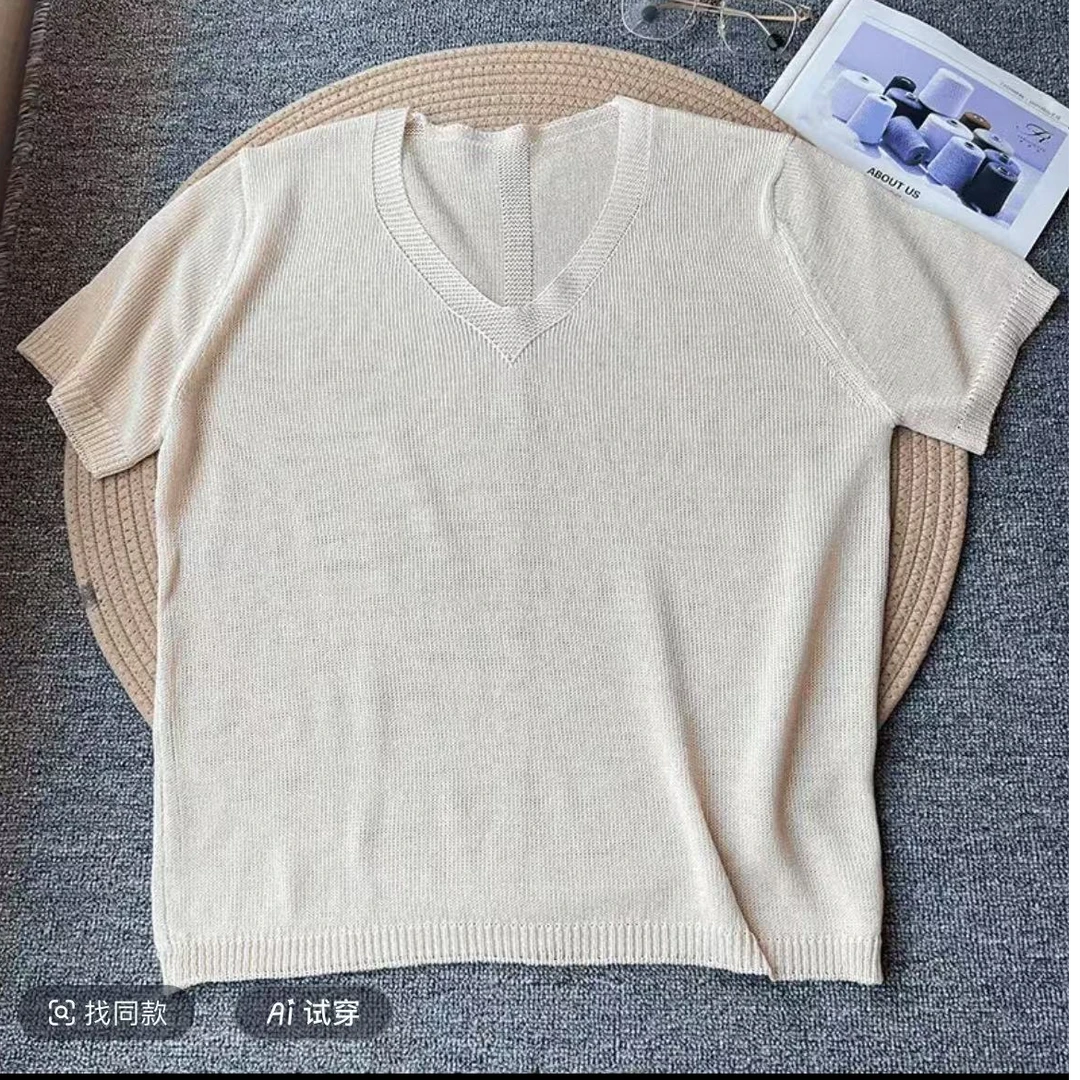 【张总定制】白色V领纯色针织衫zz0013