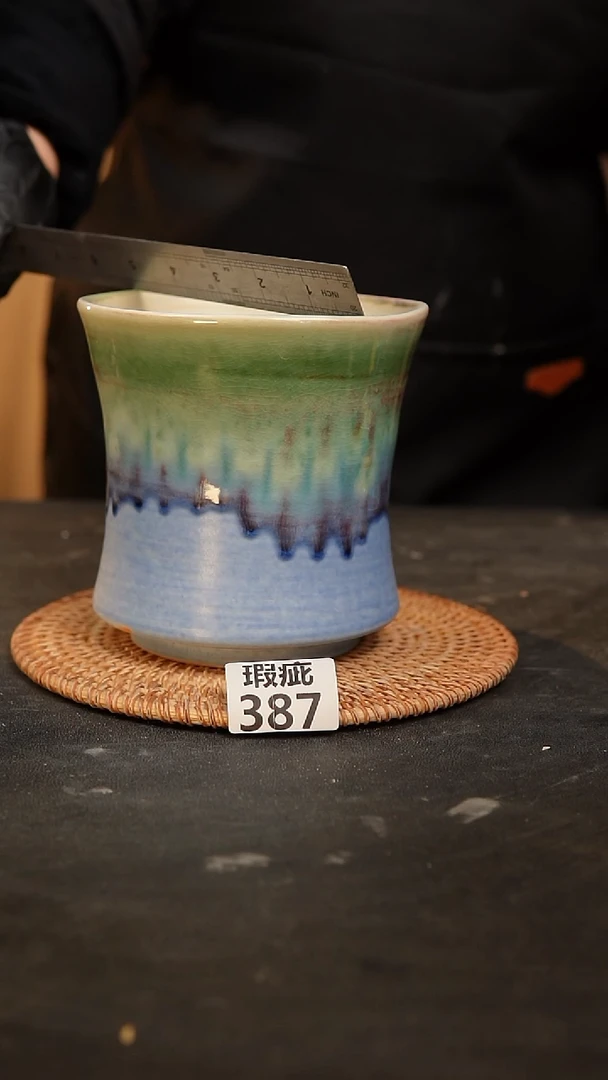 【闪购商品】瓷片387泥泥手工花盆口12高13