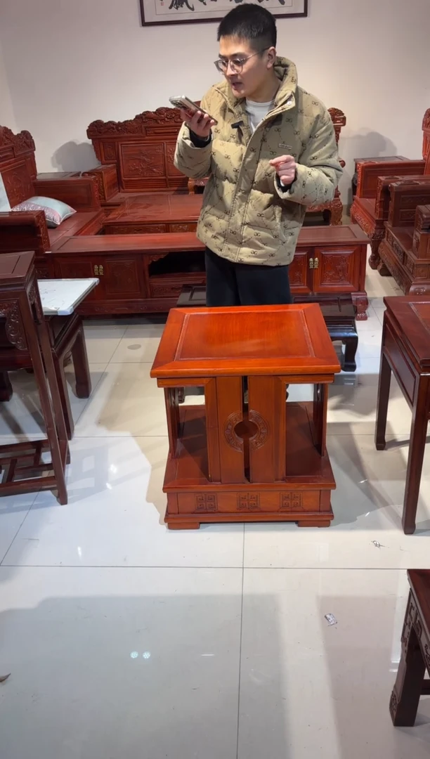 【闪购商品】花梨木类端景台全榫卯结构双层方桌、角几（孤品）