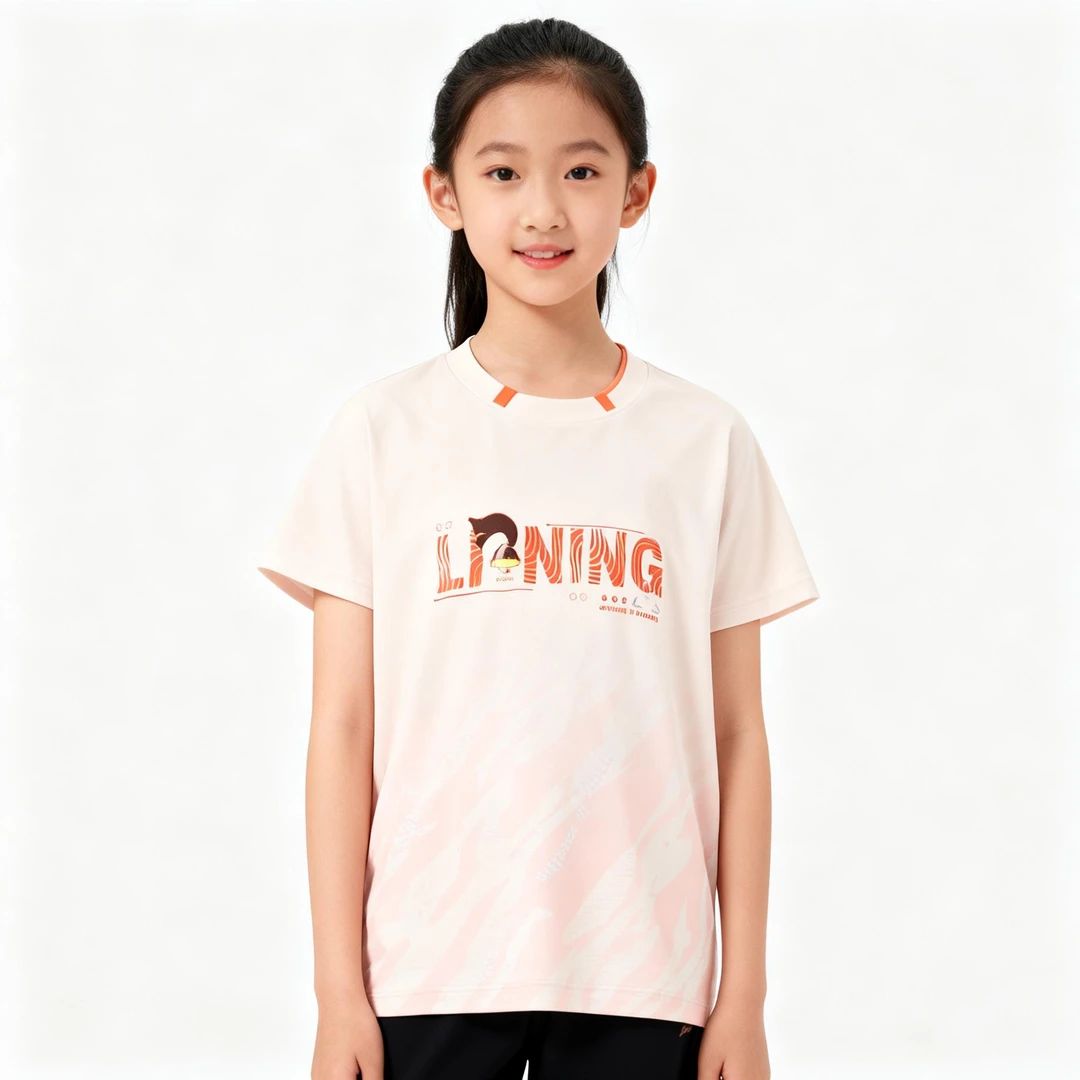 李宁短袖女童夏跑训系列时尚舒适透气常规休闲短袖T恤衫YTST024-1