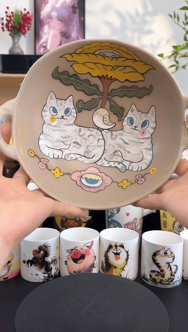 【闪购商品】摆件手工手绘陶瓷小杯杯