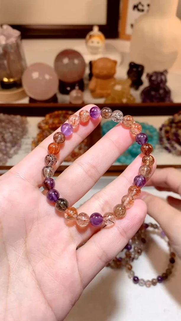 水晶手串未镶嵌黑金超手串 约6mm 多样性发一