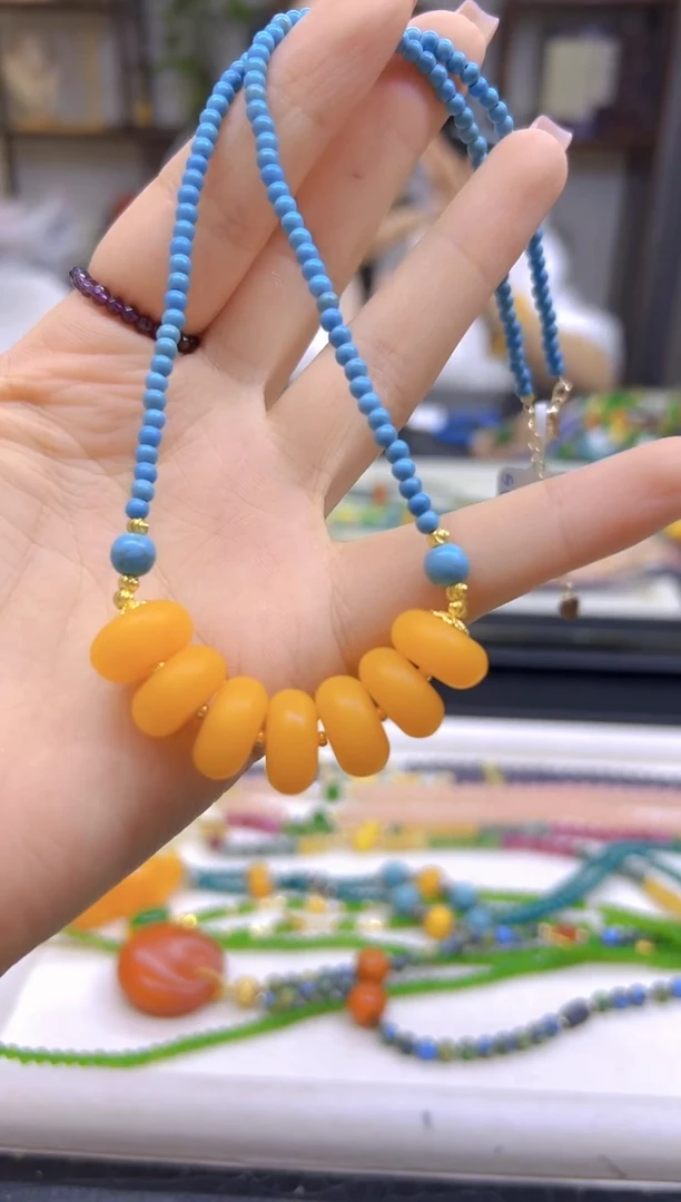 未镶嵌颈饰蜜蜡DIY款X367