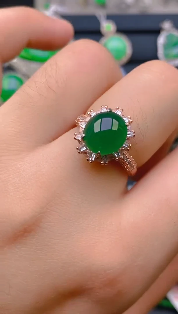 【闪购商品】翡翠戒指银S925镶嵌天然A货翡翠1