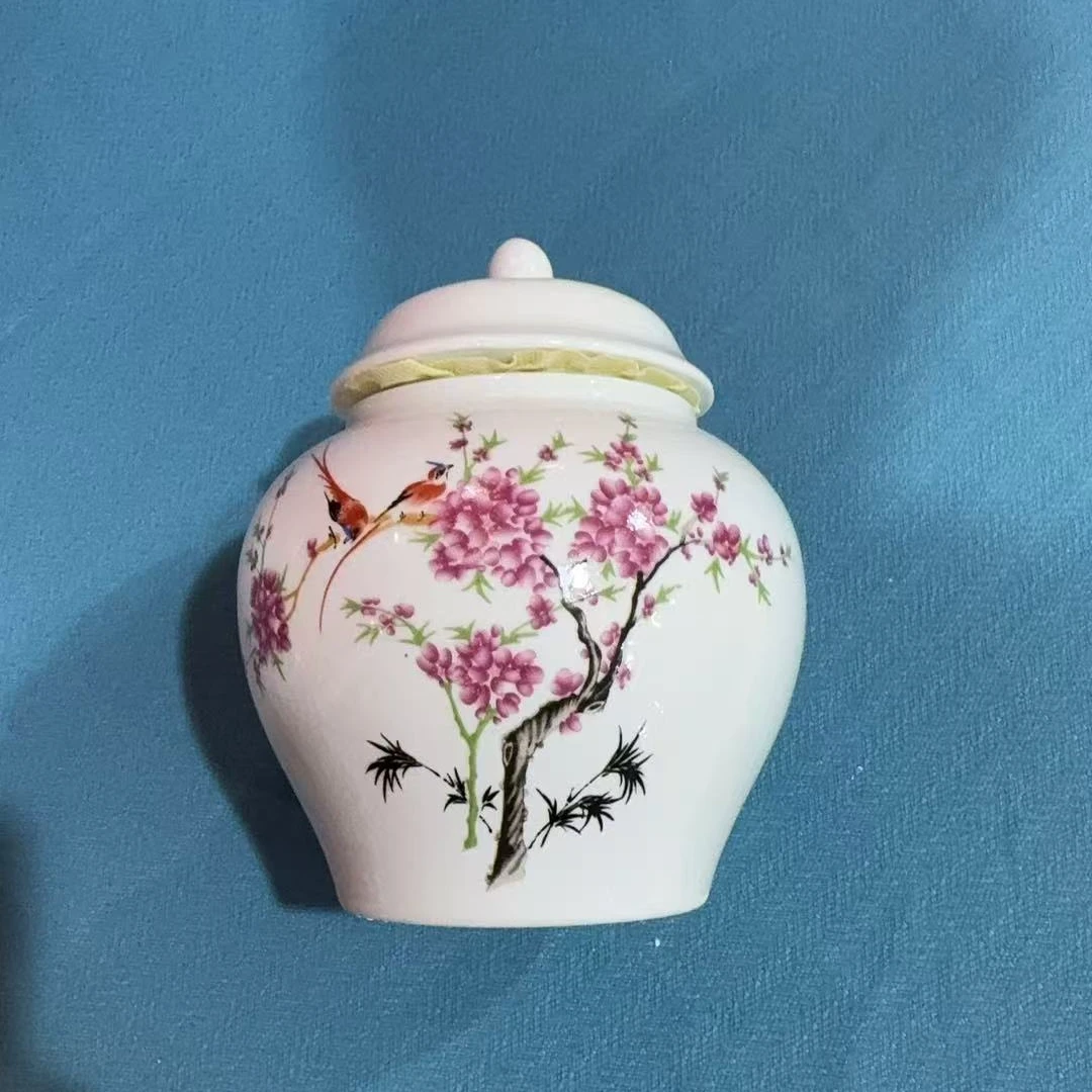 水点桃花储物罐茶叶罐