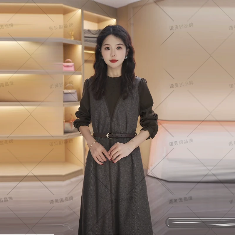 nuobeiyin/诺贝因秋冬新款洋气拼接假两件气质连衣裙 NNBY660938
