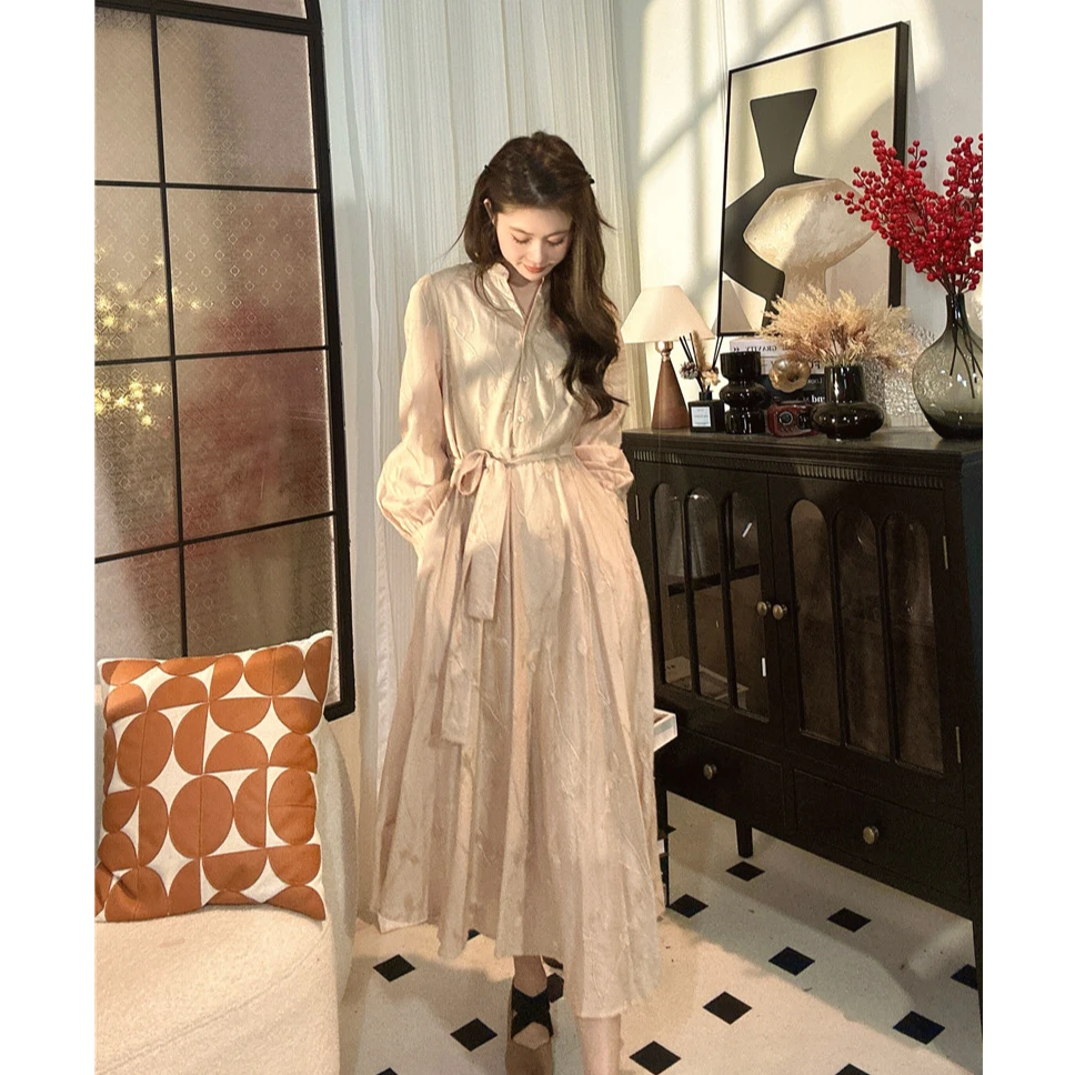 同裳高端定制连衣裙显瘦气质时尚复古法式收腰中长款刺绣春季2-23