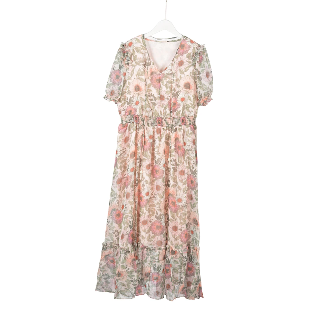 【Y专柜捡漏F-3】大码专柜QaC-连衣裙6915-粉底花正码