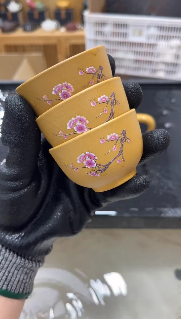 变色喜上眉梢客杯三个