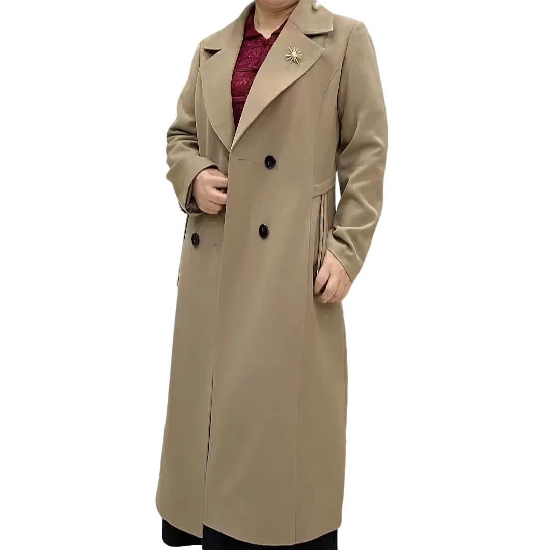 时尚女士新款修身气质百搭西服领风衣外套，衣长103左右