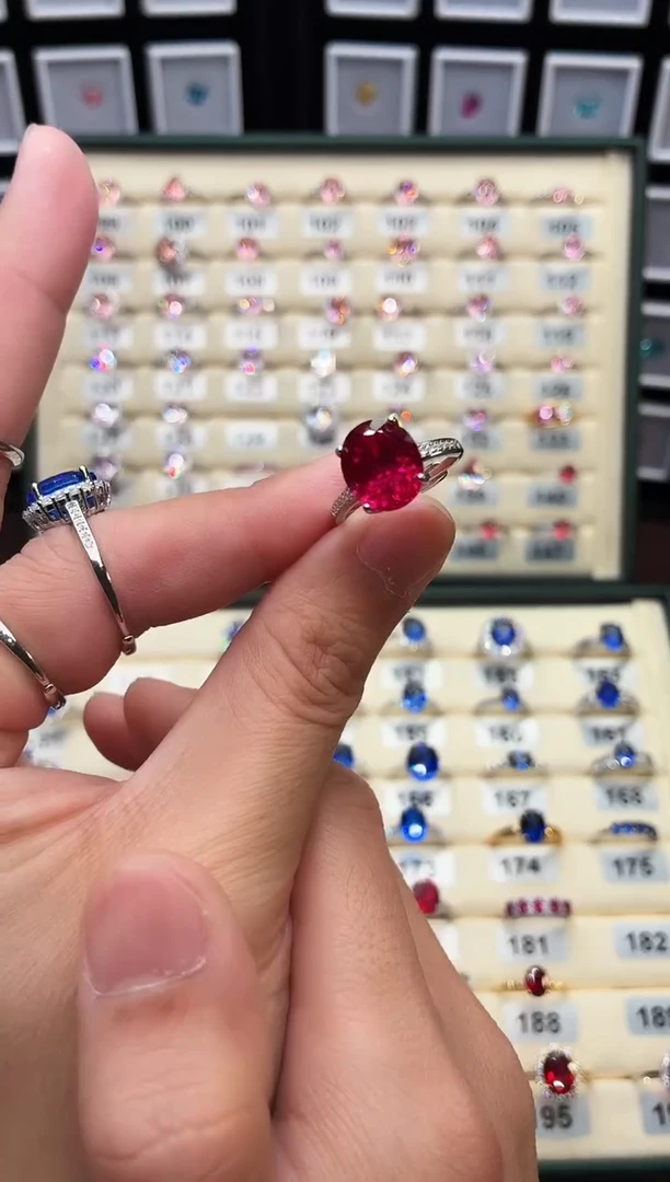 无925银轻奢正鸽血红色女神戒