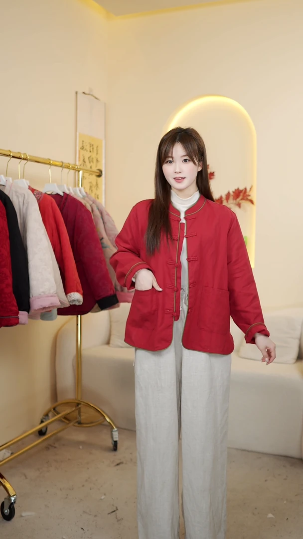 沫沫家【国潮系列】开襟外套春款上新设计师款中式复古手工盘扣