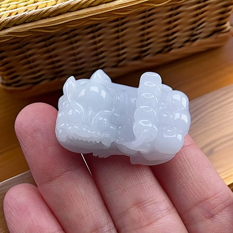 天然翡翠霸王貔貅招财吊坠项链缅甸A货