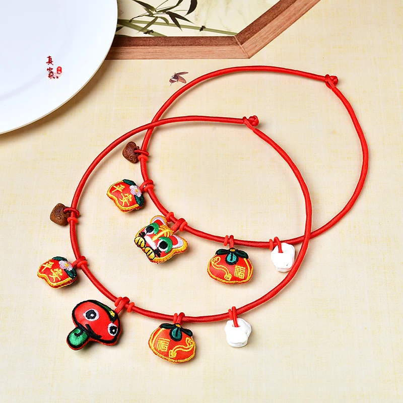 真安顺 非金属棉绳项链 项圈编织红绳长命锁婴儿周岁百日香包葫芦